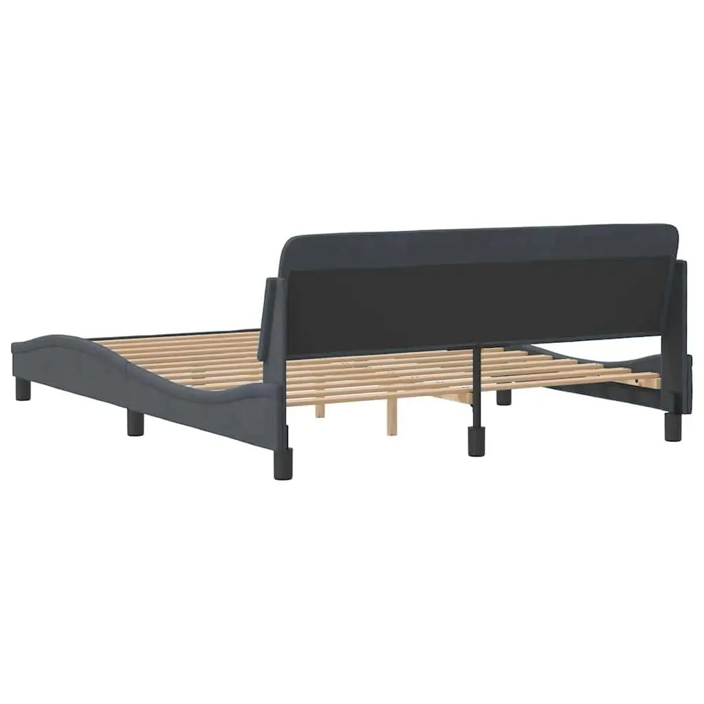 Queen Bed Frame Velvet Grey 152x203cm Supportive Headboard
