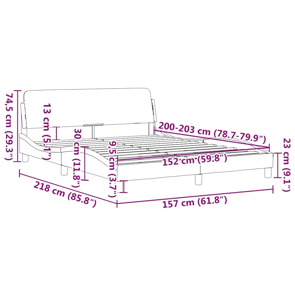 Queen Bed Frame Faux Leather Upholstered Headboard 152x203cm Black