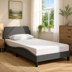 King Single Bed Frame in Dark Grey Fabric