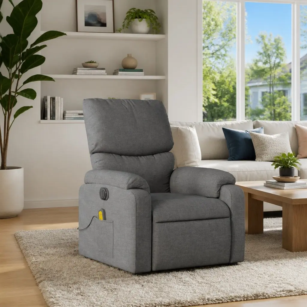 Massage Recliner Chair Manual Reclining Function 135 Degrees Dark Grey Fabric