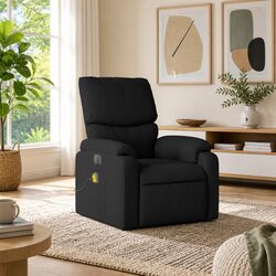 Manual Reclining Massage Chair with Black Fabric Upholstery