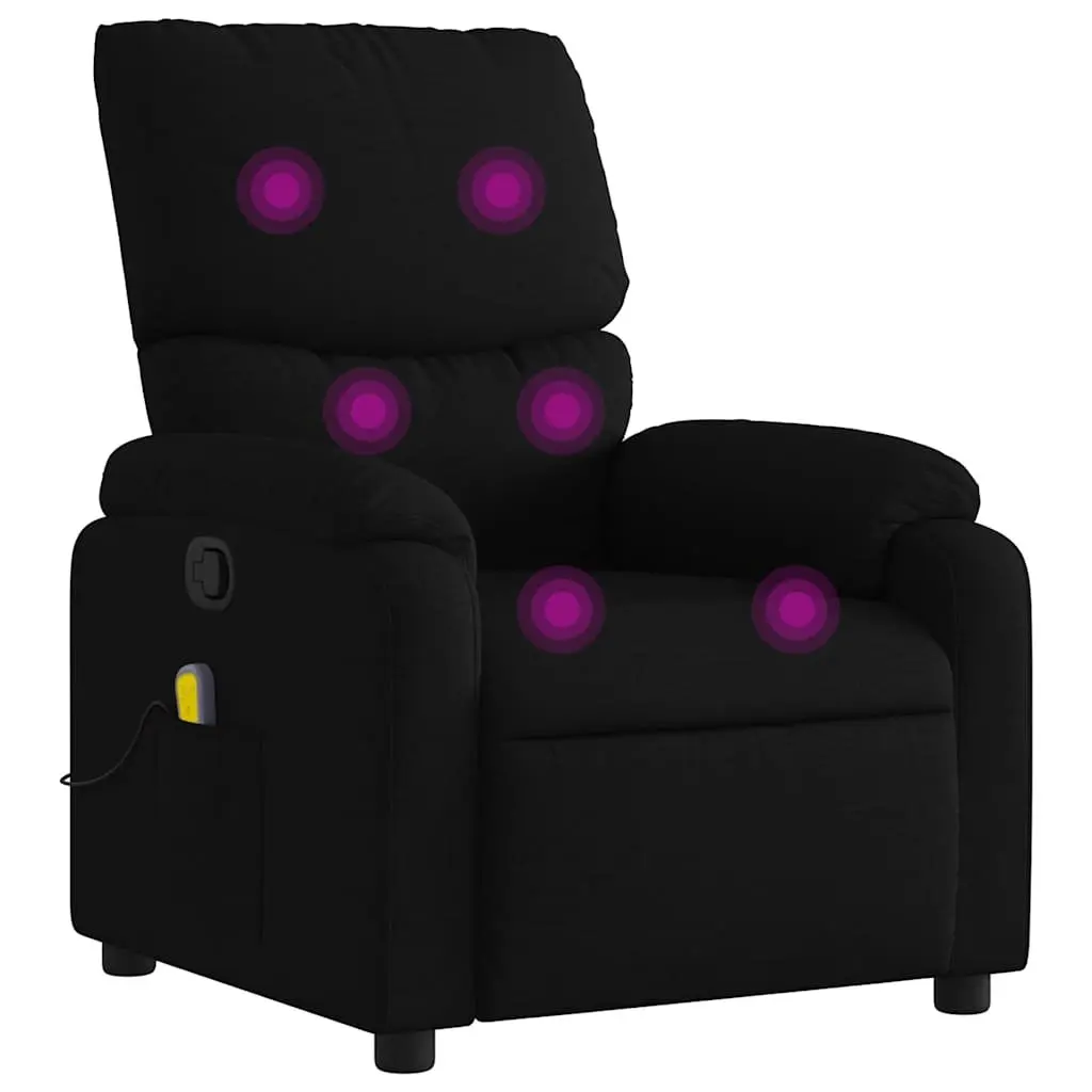 Massage Chair Manual Recline Vibration Black Fabric 6 Points Comfort Armchair