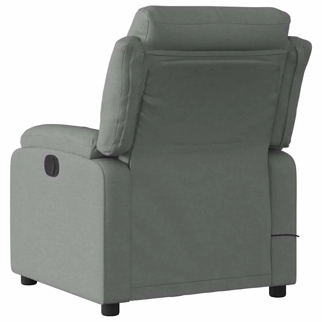 Recliner Chair Manual Grey Fabric 135 Degrees Adjustable Backrest Vibration Massage 6 Points