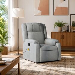 Fabric Recliner Chair with Vibration Massage in Light Grey