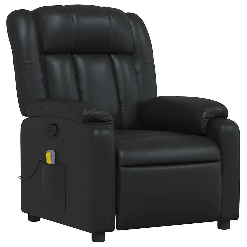 Massage Recliner Chair Manual Reclining Comfort Black Faux Leather