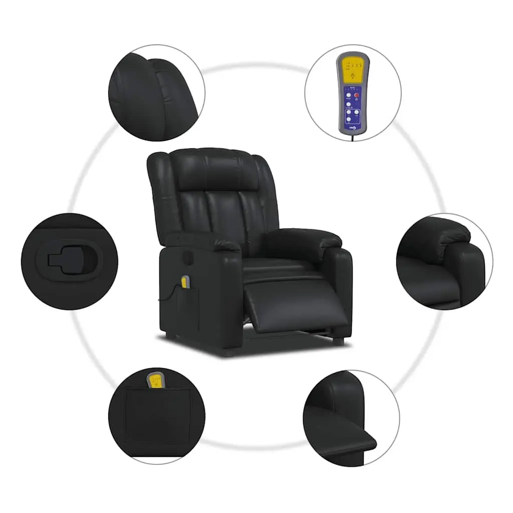 Massage Recliner Chair Manual Reclining Comfort Black Faux Leather