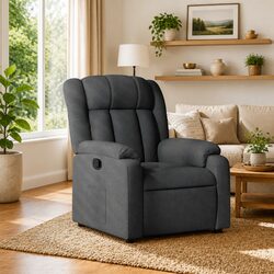 Dark Grey Manual Recliner Chair with Footrest