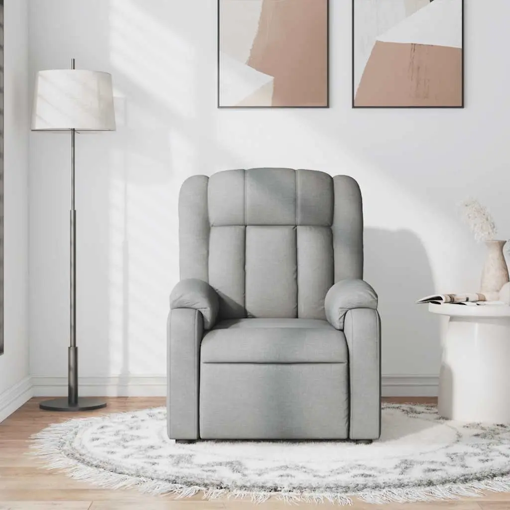Massage Recliner Chair Manual Recline Light Grey Fabric Armchair Lounge Seat