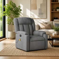 Manual Recline Massage Armchair with 6 Points in Grey