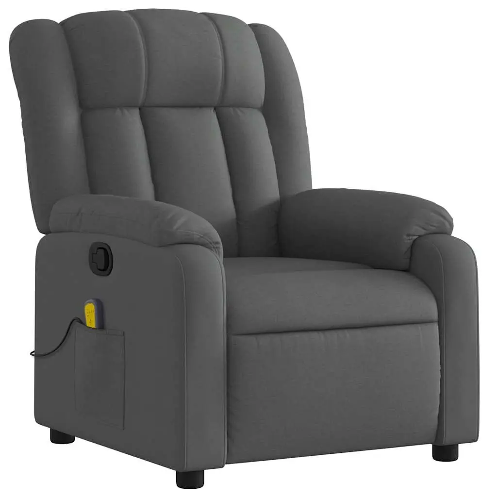 Recliner Chair Manual Vibration Massage 6 Points Grey Fabric Upholstered Comfort