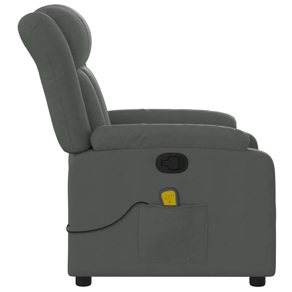Recliner Chair Manual Vibration Massage 6 Points Grey Fabric Upholstered Comfort