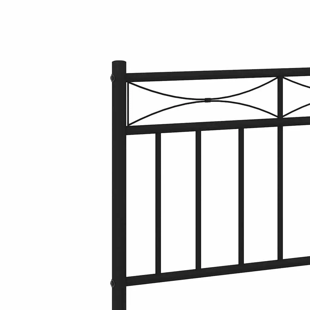Metal Bed Frame with Headboard Under-bed Storage 150x200 cm Black Steel