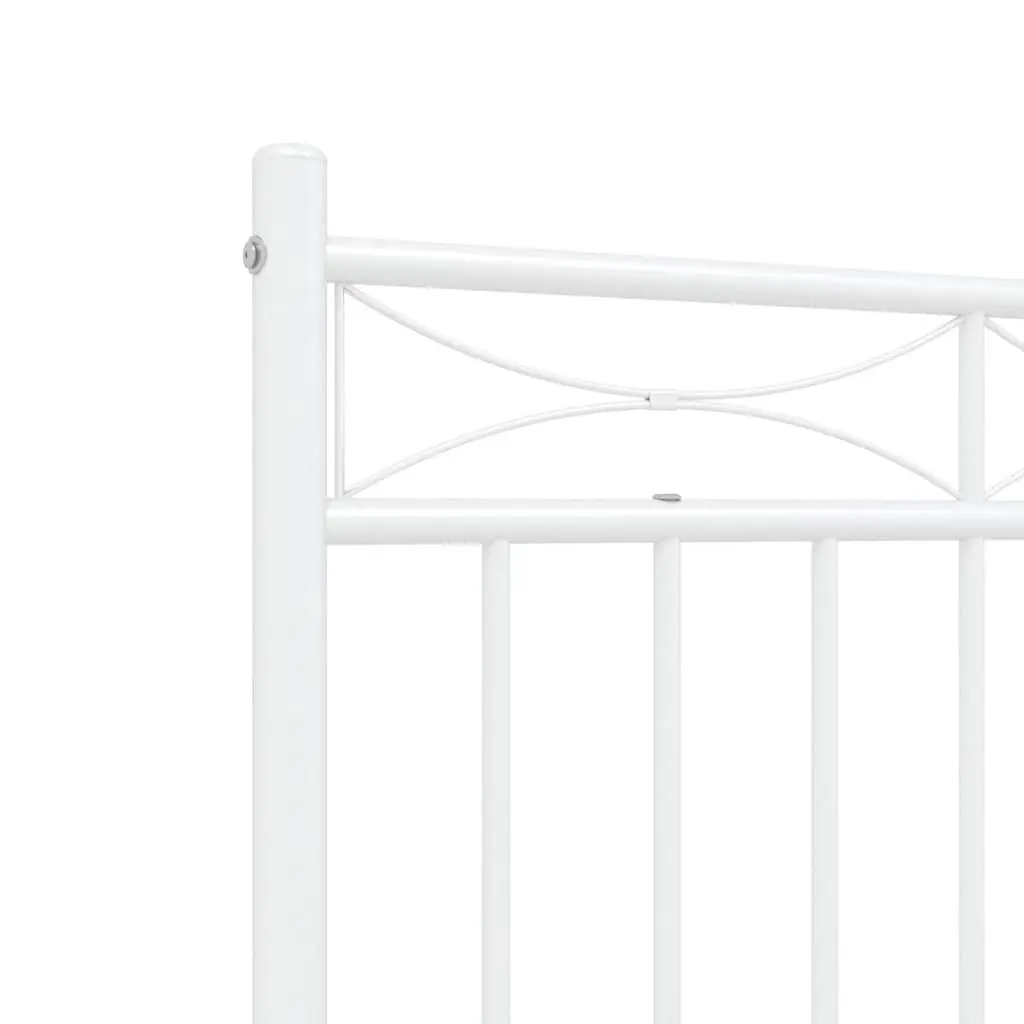 Metal Bed Frame with Headboard Storage 135x190 cm White
