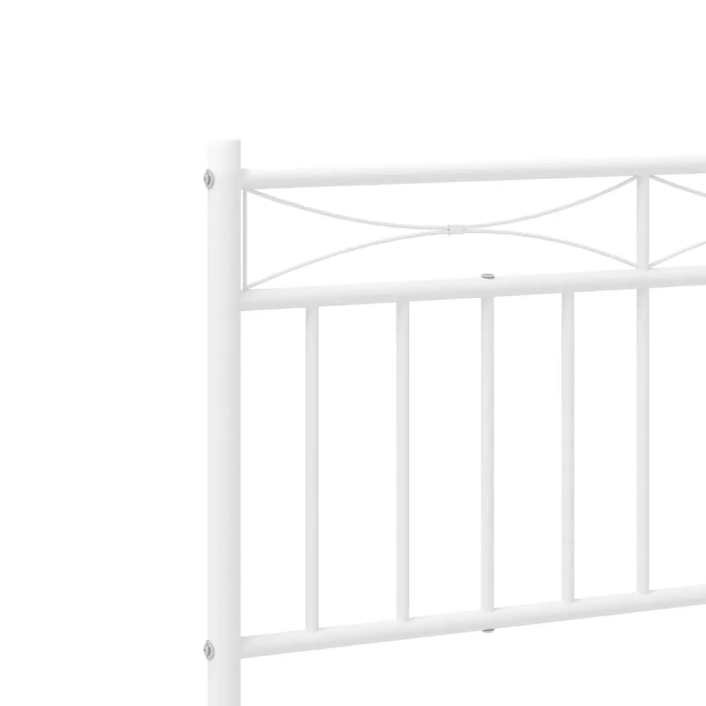 Metal Bed Frame King Size Sturdy White with Footboard