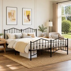 Metal Bed Frame King Size 183x203 cm with Footboard