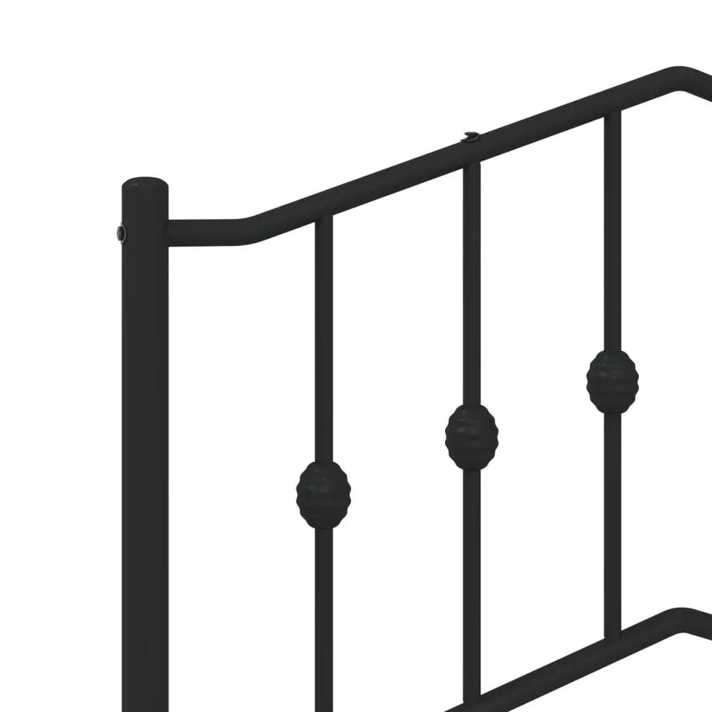 Metal Bed Frame King Sturdy Black 183x203 cm with Footboard Headboard