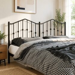 Black Powder-Coated Steel Headboard for 135cm Beds