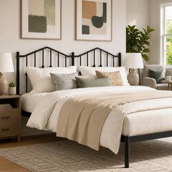 150cm Black Metal Headboard with Sturdy Steel Frame