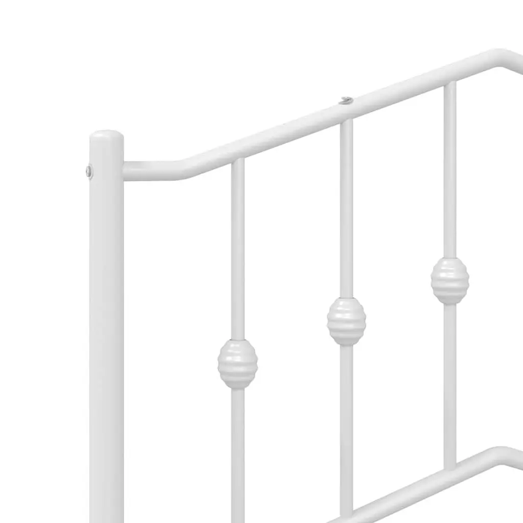 Metal Bed Frame with Headboard Supportive Slatted Base 150x200 cm White