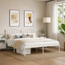 King Size Metal Bed Frame with Headboard 183x203 cm