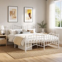 Metal Bed Frame King Size 183x203 cm with Headboard