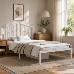 135x190cm Black Metal Bed Frame with Slatted Base