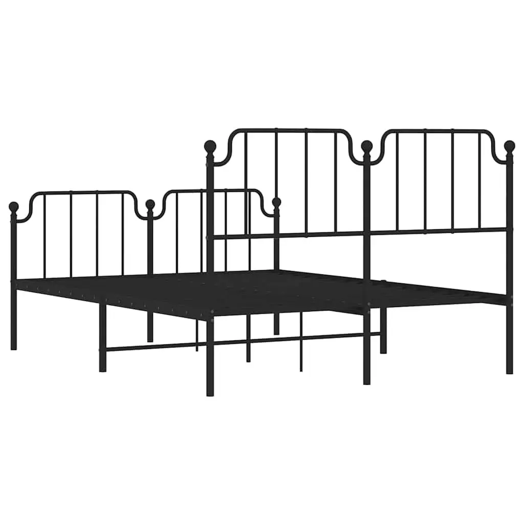 Metal Bed Frame Sturdy Construction 135x190 cm Black
