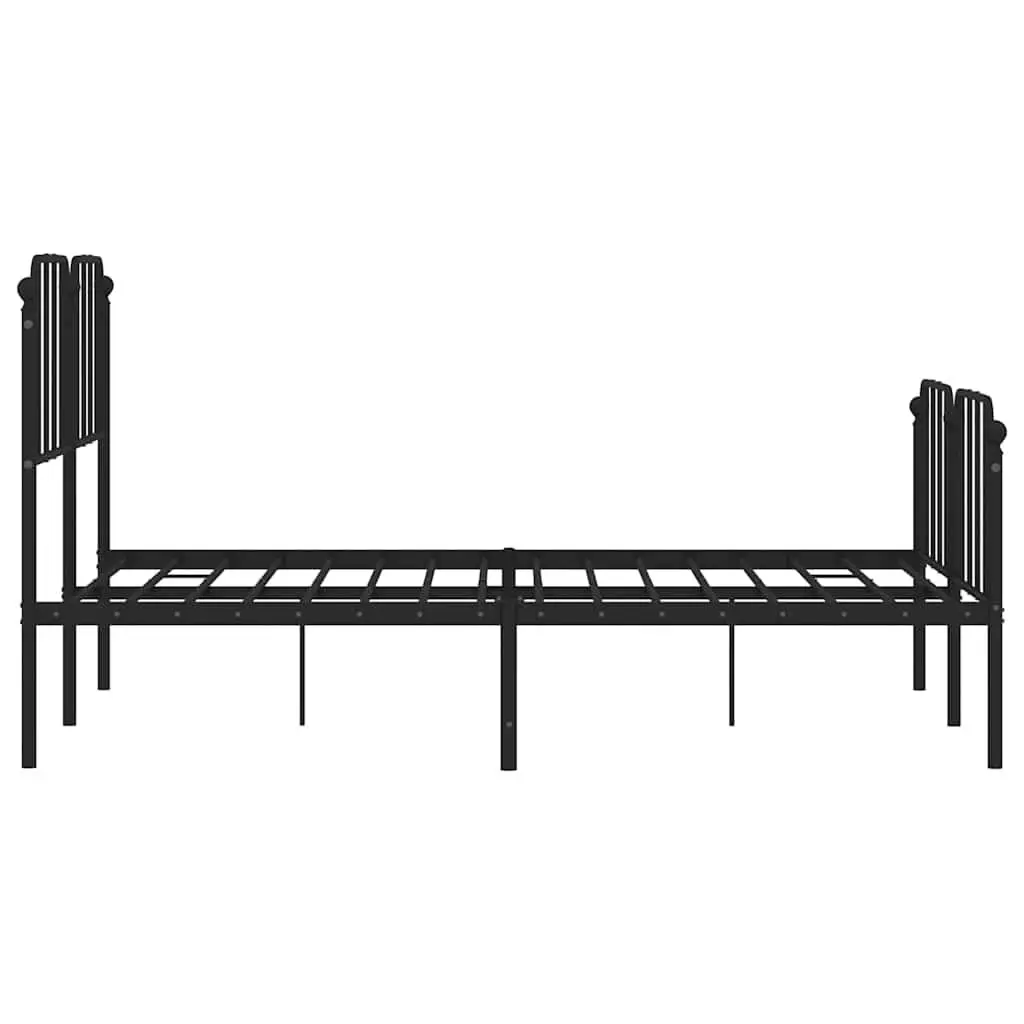 Metal Bed Frame Sturdy Construction 135x190 cm Black