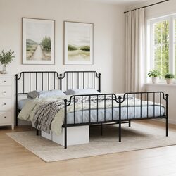 Durable King Metal Bed Frame with Headboard and Footboard