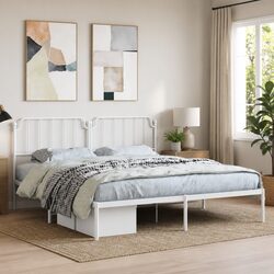 White King Metal Bed Frame 183x203 cm with Headboard