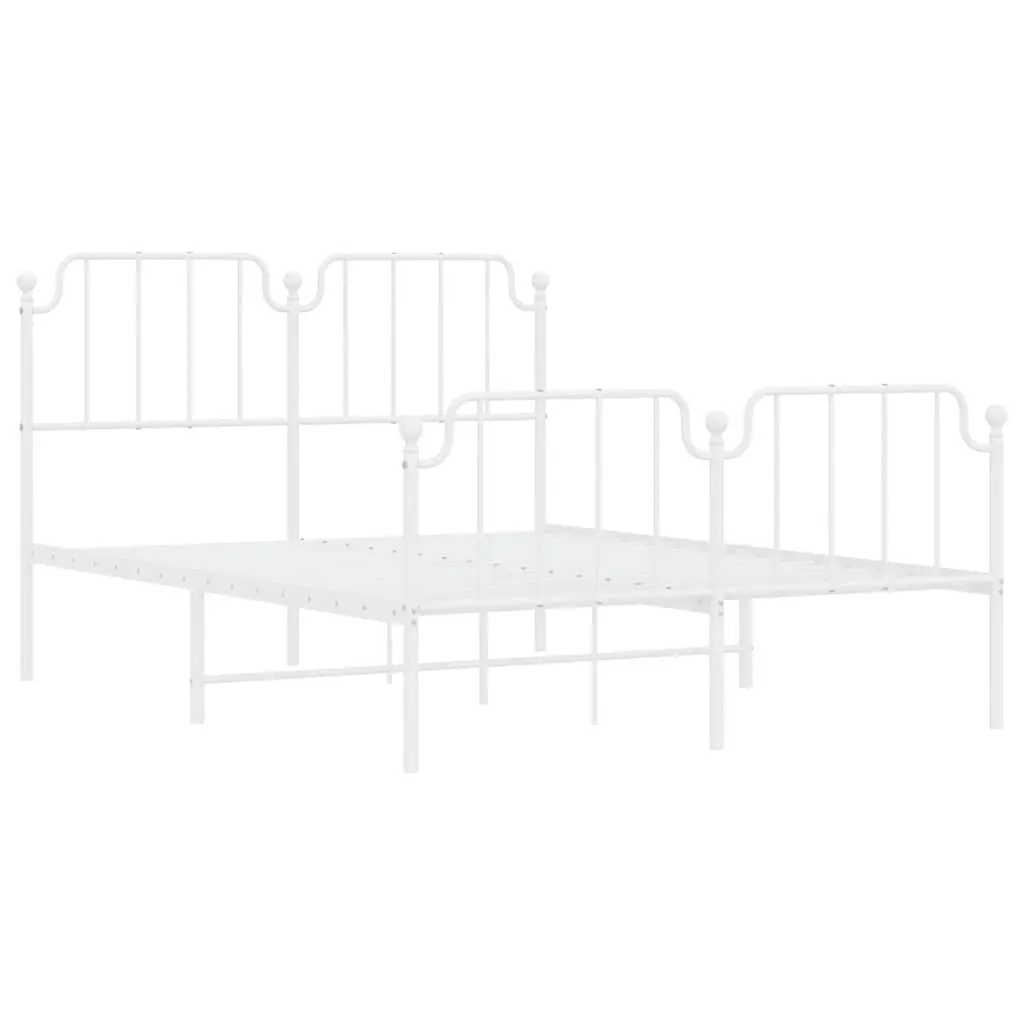 Metal Bed Frame with Headboard and Footboard 150x200 cm White