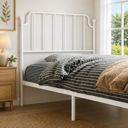 90cm White Metal Headboard in Powder-Coated Steel