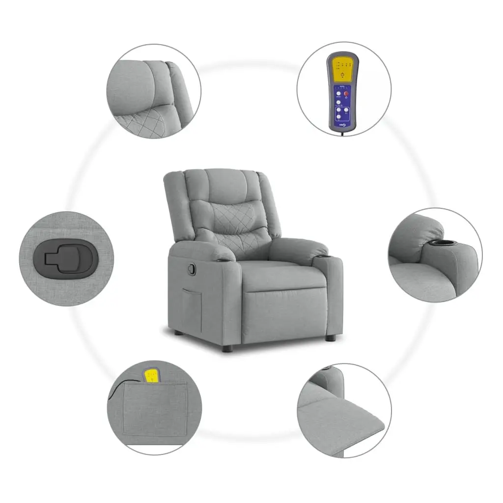 Massage Recliner Chair Manual Reclining Adjustable Footrest Light Grey Fabric