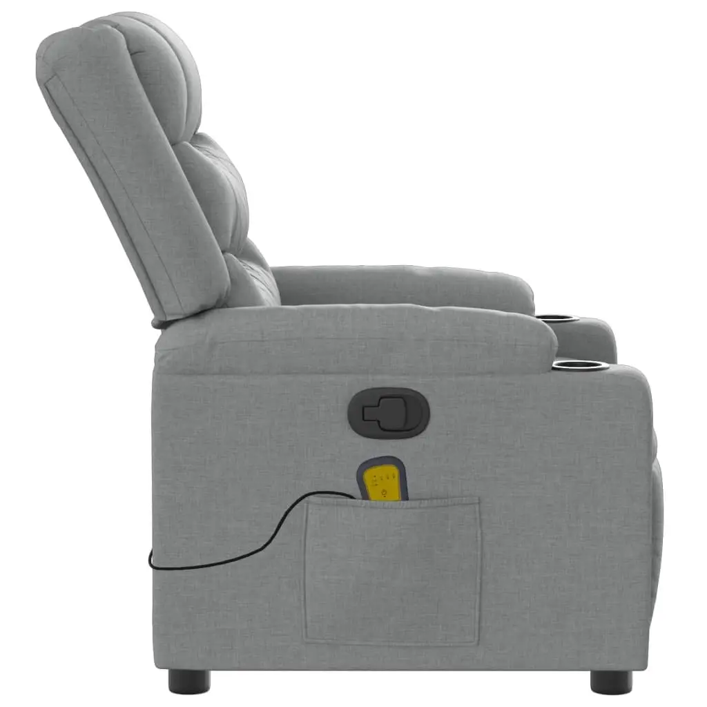 Massage Recliner Chair Manual Reclining Adjustable Footrest Light Grey Fabric