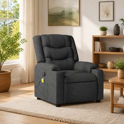 Manual Recline Grey Fabric Massage Chair with 6 Vibration Points