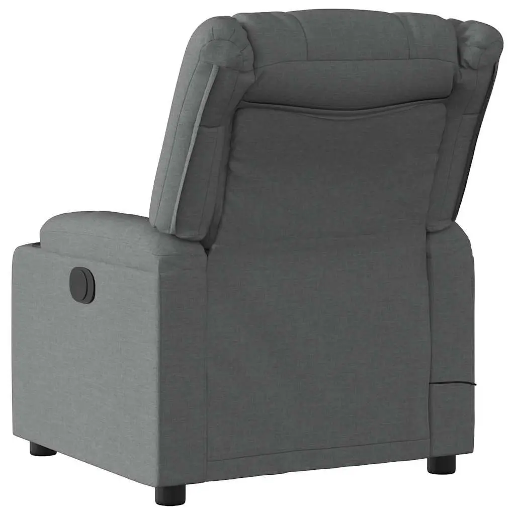 Massage Recliner Chair Grey Fabric Manual Recline Vibration 6 Points Armchair