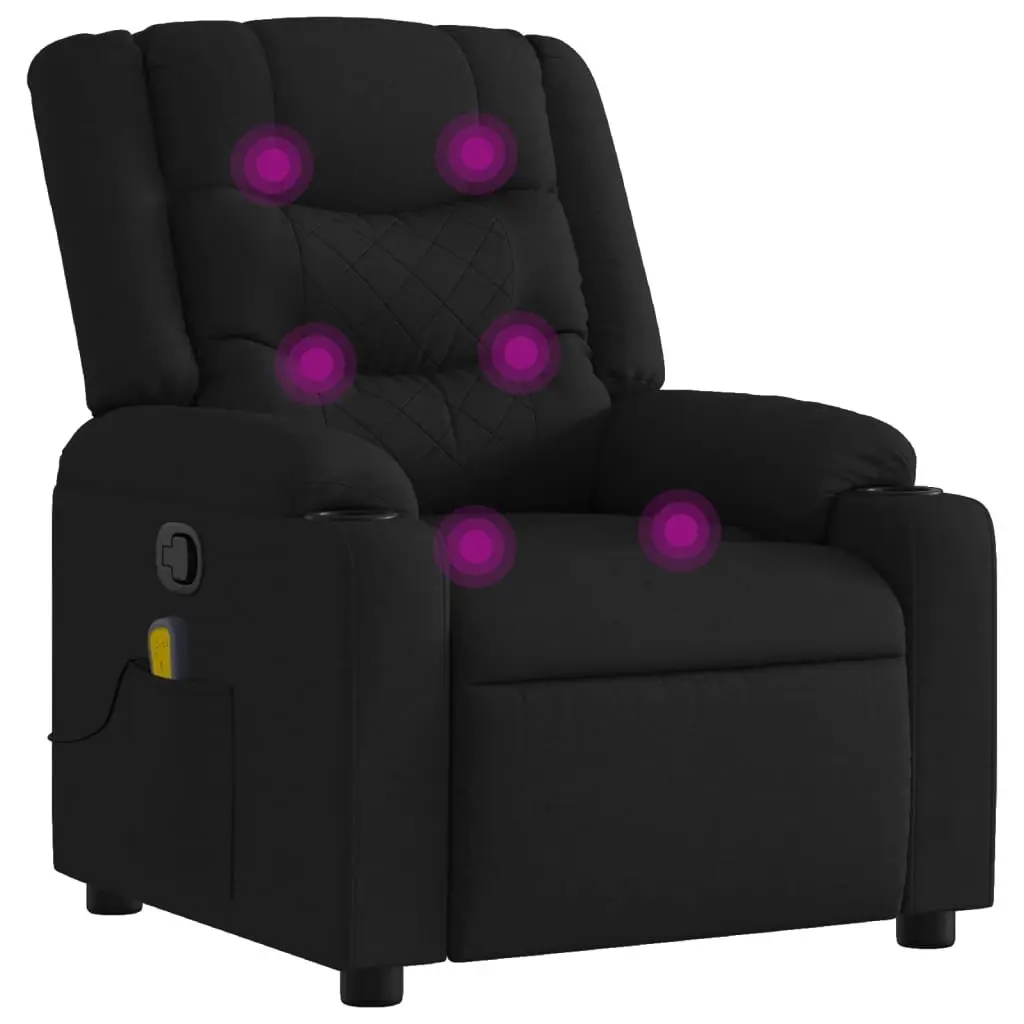 Massage Recliner Chair Black Fabric Manual Recline Armchair Lounge Seat