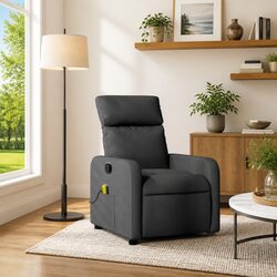 Manual Recline Dark Grey Fabric Massage Chair with USB