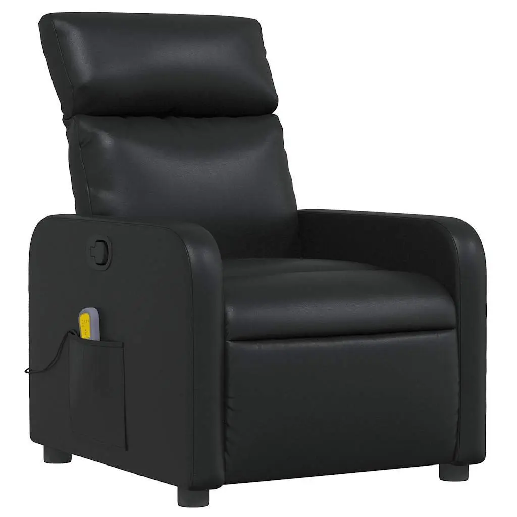Massage Recliner Chair Manual Reclining Function 135 Degrees Black Faux Leather