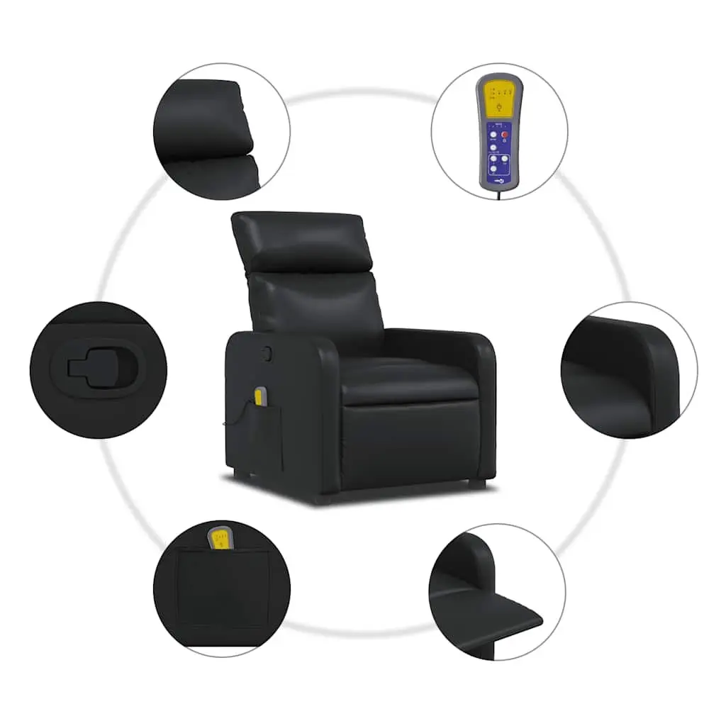 Massage Recliner Chair Manual Reclining Function 135 Degrees Black Faux Leather