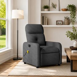 Manual Recline Grey Fabric Massage Chair with 6 Points