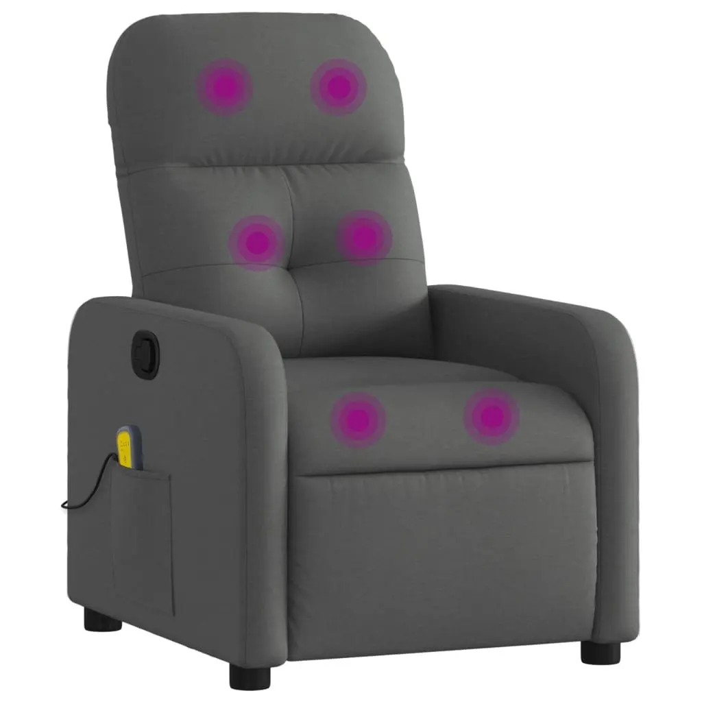 Massage Recliner Chair Grey Fabric Manual Recline Vibration 6 Points Armchair