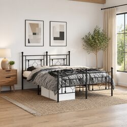 Sturdy Metal Bed Frame 150x200 cm with Headboard and Footboard