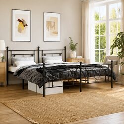 Sturdy King Size Metal Bed Frame with Headboard and Footboard