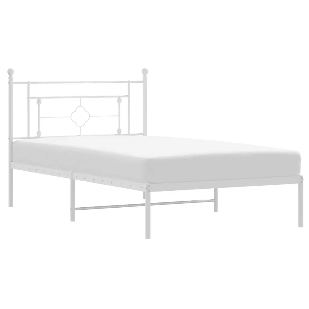 Metal Bed Frame King Single White Headboard Steel Durable Bedroom Furniture