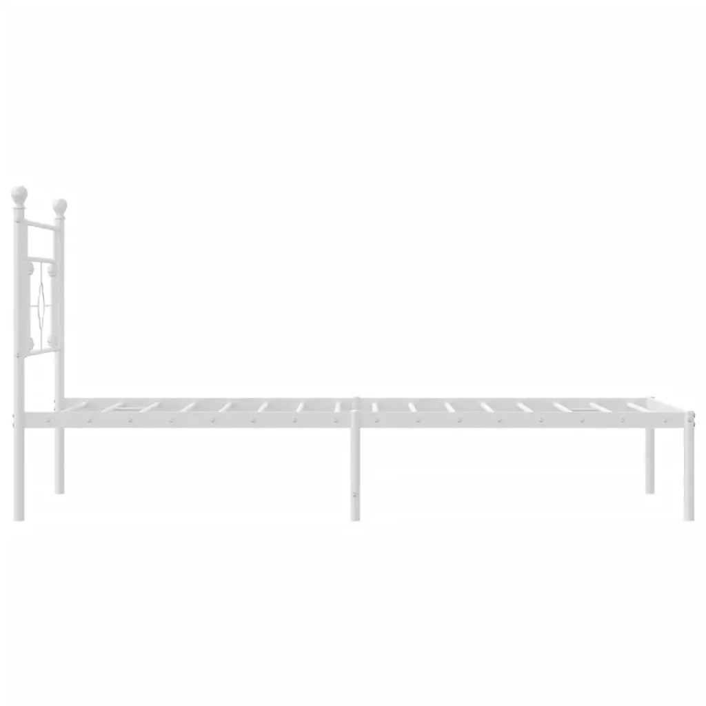 Metal Bed Frame King Single White Headboard Steel Durable Bedroom Furniture