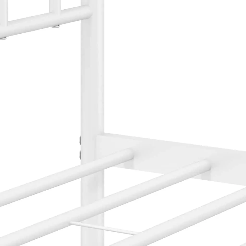 Metal Bed Frame with Footboard Storage Space 150x200cm White