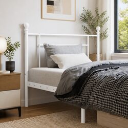 90cm Metal Headboard White Steel Bed Frame Support Unit