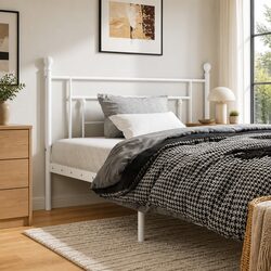 White Metal Headboard 107cm for Sturdy Bed Support