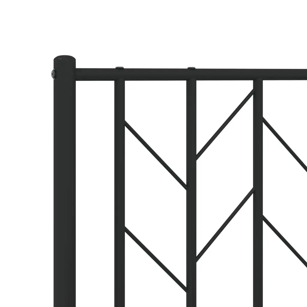 Metal Bed Frame King 183x203cm Black with Headboard Slatted Base Bedroom